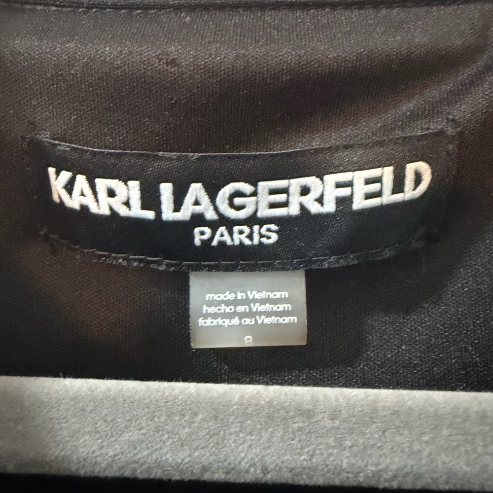 Karl Lagerfeld Black Mini Dress with White Scalloped Details - Picture 8 of 9